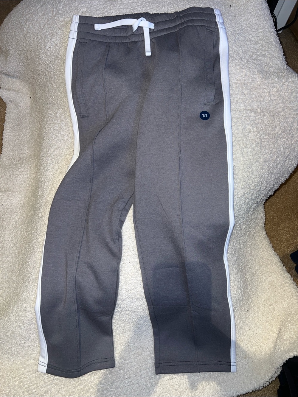 abercrombie kids Gray Sweat Joggers with White Side Stripe